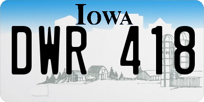 IA license plate DWR418