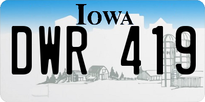 IA license plate DWR419