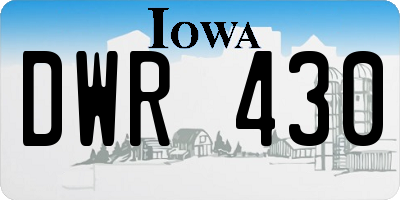 IA license plate DWR430