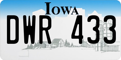 IA license plate DWR433