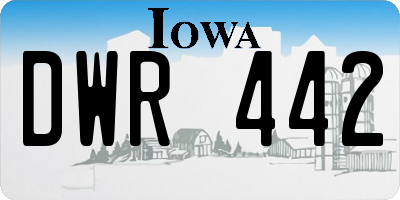IA license plate DWR442
