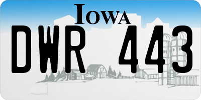 IA license plate DWR443