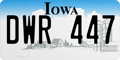 IA license plate DWR447