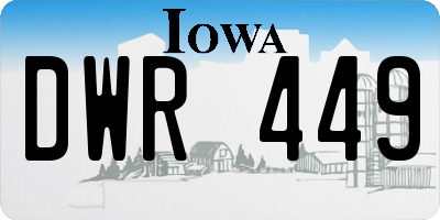 IA license plate DWR449