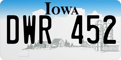 IA license plate DWR452