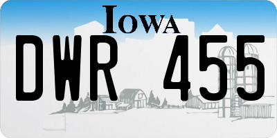 IA license plate DWR455