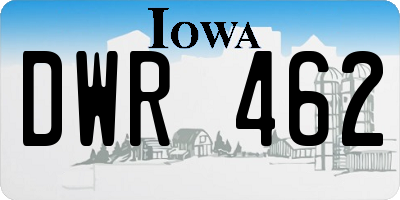 IA license plate DWR462
