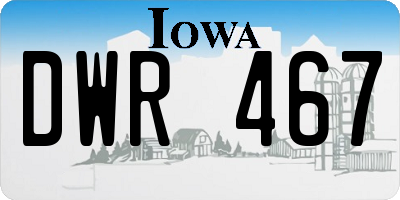 IA license plate DWR467