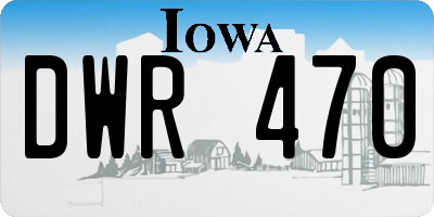 IA license plate DWR470