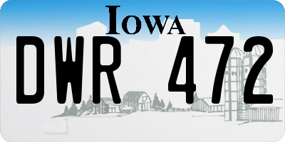 IA license plate DWR472