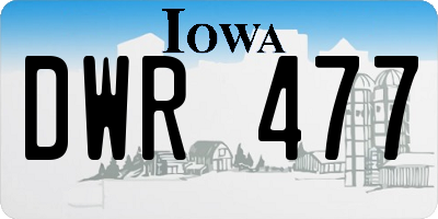 IA license plate DWR477
