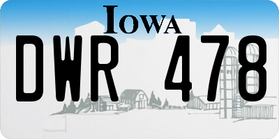 IA license plate DWR478