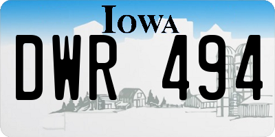 IA license plate DWR494
