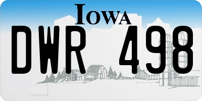 IA license plate DWR498