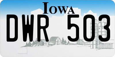 IA license plate DWR503