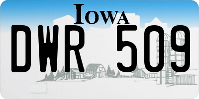 IA license plate DWR509