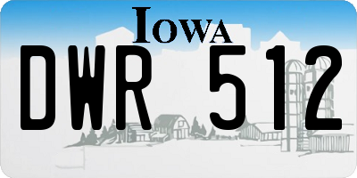 IA license plate DWR512