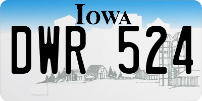 IA license plate DWR524