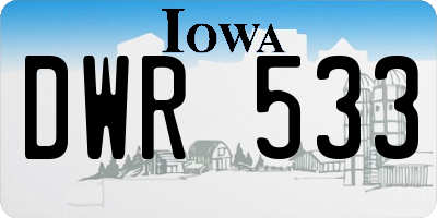 IA license plate DWR533