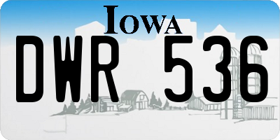 IA license plate DWR536