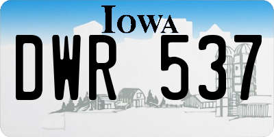 IA license plate DWR537
