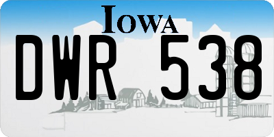 IA license plate DWR538