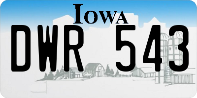 IA license plate DWR543