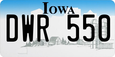 IA license plate DWR550