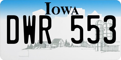 IA license plate DWR553