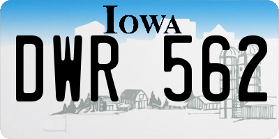 IA license plate DWR562