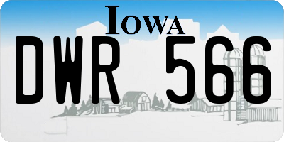 IA license plate DWR566