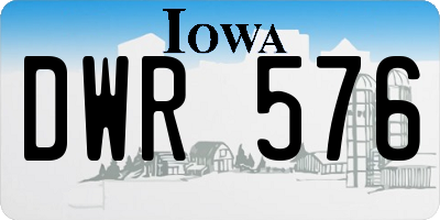 IA license plate DWR576