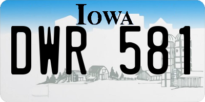 IA license plate DWR581