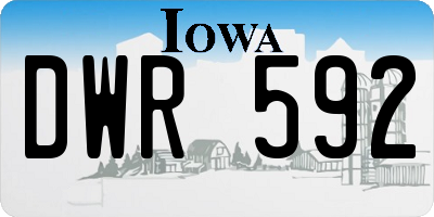 IA license plate DWR592