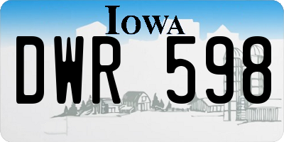 IA license plate DWR598