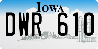IA license plate DWR610