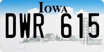 IA license plate DWR615