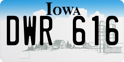 IA license plate DWR616