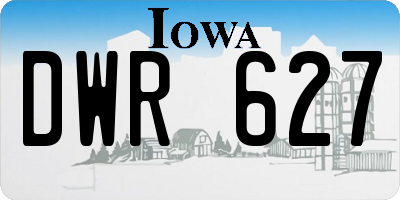 IA license plate DWR627