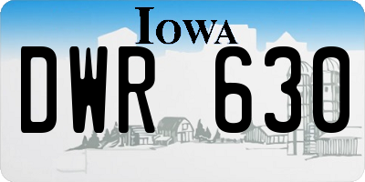 IA license plate DWR630