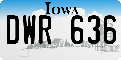 IA license plate DWR636