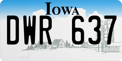 IA license plate DWR637