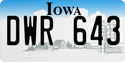 IA license plate DWR643