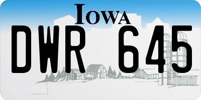 IA license plate DWR645