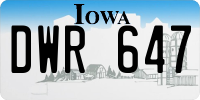 IA license plate DWR647