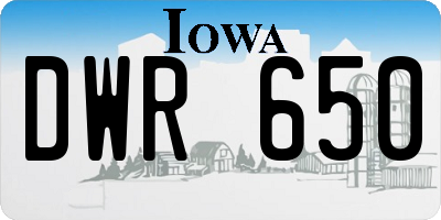 IA license plate DWR650