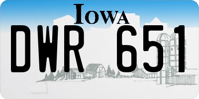 IA license plate DWR651