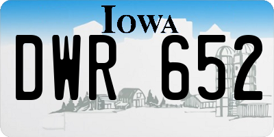 IA license plate DWR652