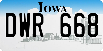 IA license plate DWR668