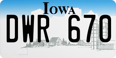 IA license plate DWR670